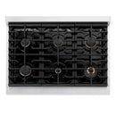 ZLINE Autograph Edition 36-Inch Paramount Gas Range with Convection Oven in Fingerprint Resistant Satin Stainless Steel with Black Matte Door and Champagne Bronze Accents (SGRSZ-BLM-36-CB)