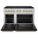 ZLINE Autograph Edition 48-Inch Paramount Gas Range with 8 Burner and Double Oven in Black Matte Doors and Champagne Bronze Accents (SGRSZ-BLM-48-G)