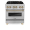 ZLINE Legacy Series Autograph Edition 30-inch Dual Fuel Range with Gas Stove and 4.0 Cu. Ft. Electric Oven in Fingerprint Resistant Satin Stainless Steel with Champagne Bronze Accents (RASZ-SN-30-CB)