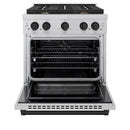 ZLINE Autograph Edition 30-Inch 4.2 cu. ft. Paramount Dual Fuel Range with 4 Burner Gas Cooktop and Electric Convection Oven in Satin Stainless Steel with Matte Black Accents (SDRSZ-30-MB)