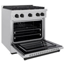 ZLINE Autograph Edition 30-Inch 4.2 cu. ft. Paramount Dual Fuel Range with 4 Burner Gas Cooktop and Electric Convection Oven in Satin Stainless Steel with Matte Black Accents (SDRSZ-30-MB)