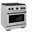 ZLINE Autograph Edition 30-Inch 4.2 cu. ft. Paramount Dual Fuel Range with 4 Burner Gas Cooktop and Electric Convection Oven in Satin Stainless Steel with Matte Black Accents (SDRSZ-30-MB)