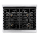 ZLINE Autograph Edition 30-Inch 4.2 cu. ft. Paramount Dual Fuel Range with 4 Burner Gas Cooktop and Electric Convection Oven in Satin Stainless Steel with Matte Black Accents (SDRSZ-30-MB)