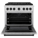 ZLINE Autograph Edition 36-Inch 5.2 cu. ft. Paramount Dual Fuel Range with 6 Burner Gas Cooktop and Electric Convection Oven in Satin Stainless Steel with Matte Black Accents (SDRSZ-36-MB)