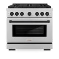 ZLINE Autograph Edition 36-Inch 5.2 cu. ft. Paramount Dual Fuel Range with 6 Burner Gas Cooktop and Electric Convection Oven in Satin Stainless Steel with Matte Black Accents (SDRSZ-36-MB)