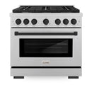 ZLINE Autograph Edition 36-Inch 5.2 cu. ft. Paramount Dual Fuel Range with 6 Burner Gas Cooktop and Electric Convection Oven in Satin Stainless Steel with Matte Black Accents (SDRSZ-36-MB)