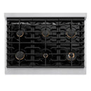 ZLINE Autograph Edition 36-Inch 5.2 cu. ft. Paramount Dual Fuel Range with 6 Burner Gas Cooktop and Electric Convection Oven in Satin Stainless Steel with Matte Black Accents (SDRSZ-36-MB)