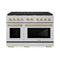 ZLINE Autograph Edition 48-Inch 6.7 cu. ft. Paramount Double Oven Dual Fuel Range with 8 Burner Gas Cooktop in DuraSnow Stainless Steel and Champagne Bronze Accents (SDRSZ-48-CB)