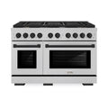ZLINE Autograph Edition 48-Inch 6.7 cu. ft. Paramount Double Oven Dual Fuel Range with 8 Burner Gas Cooktop in Satin Stainless Steel and Matte Black Accents (SDRSZ-48-MB)