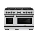 ZLINE Autograph Edition 48-Inch 6.7 cu. ft. Paramount Double Oven Dual Fuel Range with 8 Burner Gas Cooktop in Satin Stainless Steel and Matte Black Accents (SDRSZ-48-MB)