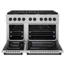 ZLINE Autograph Edition 48-Inch 6.7 cu. ft. Paramount Double Oven Dual Fuel Range with 8 Burner Gas Cooktop in Satin Stainless Steel and Matte Black Accents (SDRSZ-48-MB)