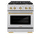 Autograph Edition 30-Inch Gas Range with 4 Burners and Convection Oven in Fingerprint Resistant DuraSnow Stainless Steel and Champagne Bronze Trim (SGRSZ-30-CB)
