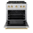 Autograph Edition 30-Inch Paramount Gas Range with Convection Oven in Fingerprint Resistant Satin Stainless Steel and Polished Gold Accent (SGRSZ-30-G)