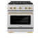 Autograph Edition 30-Inch 4 Burner Gas Range with Convection Oven in Fingerprint Resistant DuraSnow Stainless Steel and Polished Gold Accent (SGRSZ-30-G)