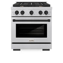 ZLINE Autograph Edition 30-Inch Paramount Gas Range in Fingerprint Resistant Satin Stainless Steel and Matte Black Accents (SGRSZ-30-MB)