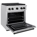 ZLINE Autograph Edition 30-Inch Paramount Gas Range in Fingerprint Resistant Satin Stainless Steel and Matte Black Accents (SGRSZ-30-MB)