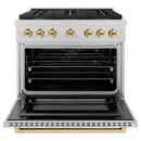 ZLINE Autograph Edition 36-Inch Paramount Gas Range with 6 Burner and Convection Gas Oven in Satin Stainless Steel and Polished Gold Accents (SGRSZ-36-G)
