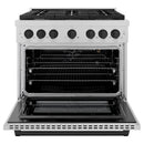 ZLINE Autograph Edition 36-Inch 5.2 cu. ft. Paramount Gas Range with 6 Burner Cooktop and Convection Gas Oven in Satin Stainless Steel and Matte Black Accents (SGRSZ-36-MB)