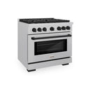 ZLINE Autograph Edition 36-Inch 5.2 cu. ft. Paramount Gas Range with 6 Burner Cooktop and Convection Gas Oven in Satin Stainless Steel and Matte Black Accents (SGRSZ-36-MB)