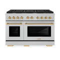 ZLINE Autograph Edition 48-Inch Paramount Gas Range in Fingerprint Resistant Satin Stainless Steel and Polished Gold Accents (SGRSZ-48-G)