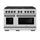 ZLINE Autograph Edition 48-Inch Paramount Gas Range with 8 Burner and Double Oven in Satin Stainless Steel and Matte Black Accents (SGRSZ-48-MB)