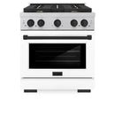 ZLINE Autograph Edition 30-Inch 4.2 cu. ft. Paramount Dual Fuel Range with 4 Burner Gas Cooktop and Electric Convection Oven in Satin Stainless Steel with White Matte Door and Matte Black Accents (SDRSZ-WM-30-MB)