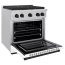 ZLINE Autograph Edition 30-Inch 4.2 cu. ft. Paramount Dual Fuel Range with 4 Burner Gas Cooktop and Electric Convection Oven in Satin Stainless Steel with White Matte Door and Matte Black Accents (SDRSZ-WM-30-MB)