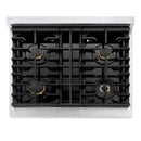 ZLINE Autograph Edition 30-Inch 4.2 cu. ft. Paramount Dual Fuel Range with 4 Burner Gas Cooktop and Electric Convection Oven in Satin Stainless Steel with White Matte Door and Matte Black Accents (SDRSZ-WM-30-MB)
