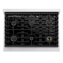 ZLINE Autograph Edition 36-Inch 5.2 cu. ft. Paramount Dual Fuel Range with 6 Burner Gas Cooktop and Electric Convection Oven in Satin Stainless Steel with White Matte Door and Champagne Bronze Accents (SDRSZ-WM-36-CB)