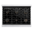 ZLINE Autograph Edition 36-Inch 5.2 cu. ft. Paramount Dual Fuel Range with 6 Burner Gas Cooktop and Electric Convection Oven in Satin Stainless Steel with White Matte Door and Matte Black Accents (SDRSZ-WM-36-MB)