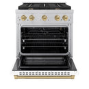 ZLINE Autograph Edition 30-Inch Paramount Gas Range with Convection Oven with White Matte Door and Champagne Bronze Accents (SGRSZ-WM-30-CB)