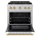 ZLINE Autograph Edition 30-Inch Paramount Gas Range with Convection Oven in White Matte Door and Polished Gold Accents (SGRSZ-WM-30-G)