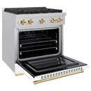ZLINE Autograph Edition 30-Inch Paramount Gas Range with Convection Oven in White Matte Door and Polished Gold Accents (SGRSZ-WM-30-G)