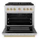 ZLINE Autograph Edition 36-Inch Paramount Gas Range with Convection Gas Oven with White Matte Door and Champagne Bronze Accents (SGRSZ-WM-36-CB)