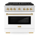 ZLINE Autograph Edition 36-Inch Paramount Gas Range with 6 Burner and Convection Gas Oven with White Matte Door and Polished Gold Accents (SGRSZ-WM-36-G)
