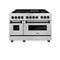 ZLINE Legacy Series Autograph Edition 48-inch Dual Fuel Range with Gas Stove and 6.0 Cu. Ft. Electric Oven in Fingerprint Resistant Satin Stainless Steel with Black Matte Accents (RASZ-SN-48-MB)