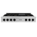 ZLINE Autograph Edition 48-Inch Porcelain Rangetop with 7 Gas Burners in Satin Stainless Steel and Matte Black Accents (RTSZ-48-MB)