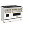 ZLINE Legacy Series Autograph Edition 48-inch Dual Fuel Range with Gas Stove and 6.0 Cu. Ft. Electric Oven in Fingerprint Resistant Satin Stainless Steel with White Matte Door and Champagne Bronze Accents (RASZ-WM-48-CB)