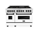 ZLINE Legacy Series Autograph Edition 48-inch Dual Fuel Range with Gas Stove and 6.0 Cu. Ft. Electric Oven in Fingerprint Resistant Satin Stainless Steel with White Matte Door and Matte Black Accents (RASZ-WM-48-MB)