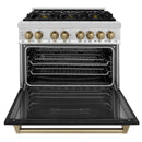 ZLINE Legacy Series Autograph Edition 36-inch Dual Fuel Range with Gas Stove and 4.6 Cu. Ft. Electric Oven in Stainless Steel with Black Matte Door and Champagne Bronze Accents (RAZ-BLM-36-CB)