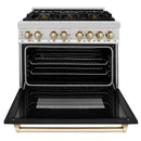 ZLINE Legacy Series Autograph Edition 36-inch Dual Fuel Range with Gas Stove and 4.6 Cu. Ft. Electric Oven in Stainless Steel with and Polished Gold Accents (RAZ-BLM-36-G)