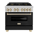 ZLINE Legacy Series Autograph Edition 36-inch Dual Fuel Range with Gas Stove and 4.6 Cu. Ft. Electric Oven in Stainless Steel with and Polished Gold Accents (RAZ-BLM-36-G)