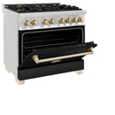 ZLINE Legacy Series Autograph Edition 36-inch Dual Fuel Range with Gas Stove and 4.6 Cu. Ft. Electric Oven in Stainless Steel with and Polished Gold Accents (RAZ-BLM-36-G)
