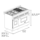 ZLINE Legacy Series Autograph Edition 48-inch Dual Fuel Range with Gas Stove and 6.0 Cu. Ft. Electric Oven in Stainless Steel with Black Matte Door and Polished Gold Accents (RAZ-BLM-48-G)