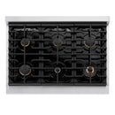ZLINE Autograph Edition 36-Inch 5.2 cu. ft. Paramount Dual Fuel Range with 6 Burner Gas Cooktop and Electric Convection Oven in Stainless Steel with Black Matte Door and Polished Gold Accents (SDRZ-BLM-36-G)