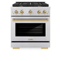 ZLINE Autograph Edition 30-Inch 4.2 cu. ft. Paramount Dual Fuel Range with 4 Burner Gas Cooktop and Electric Convection Oven in Stainless Steel with Champagne Bronze Accents (SDRZ-30-CB)