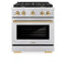 ZLINE Autograph Edition 30-Inch 4.2 cu. ft. Paramount Dual Fuel Range with 4 Burner Gas Cooktop and Electric Convection Oven in Stainless Steel with Polished Gold Accents (SDRZ-30-G)