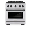 ZLINE 5-Piece Appliance Package - 30-Inch Paramount Dual Fuel Range, Wall Mount Range Hood, 36-Inch French Door Refrigerator, Dishwasher, and 30-Inch Microwave Drawer in Stainless Steel with Matte Black Accents