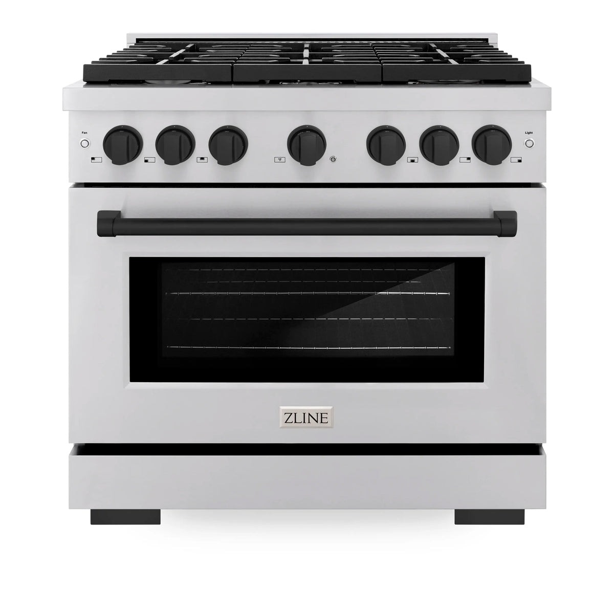 ZLINE Autograph Edition 2-Piece Appliance Package - 36-Inch Paramount Dual Fuel Range & Wall Mount Range Hood in Stainless Steel with Matte Black Accents