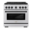 ZLINE 3-Piece Appliance Package - 36-Inch Paramount Autograph Dual Fuel Range, 36-Inch French Door Refrigerator with Water Dispenser, Dishwasher, in Stainless Steel with Matte Black Accents